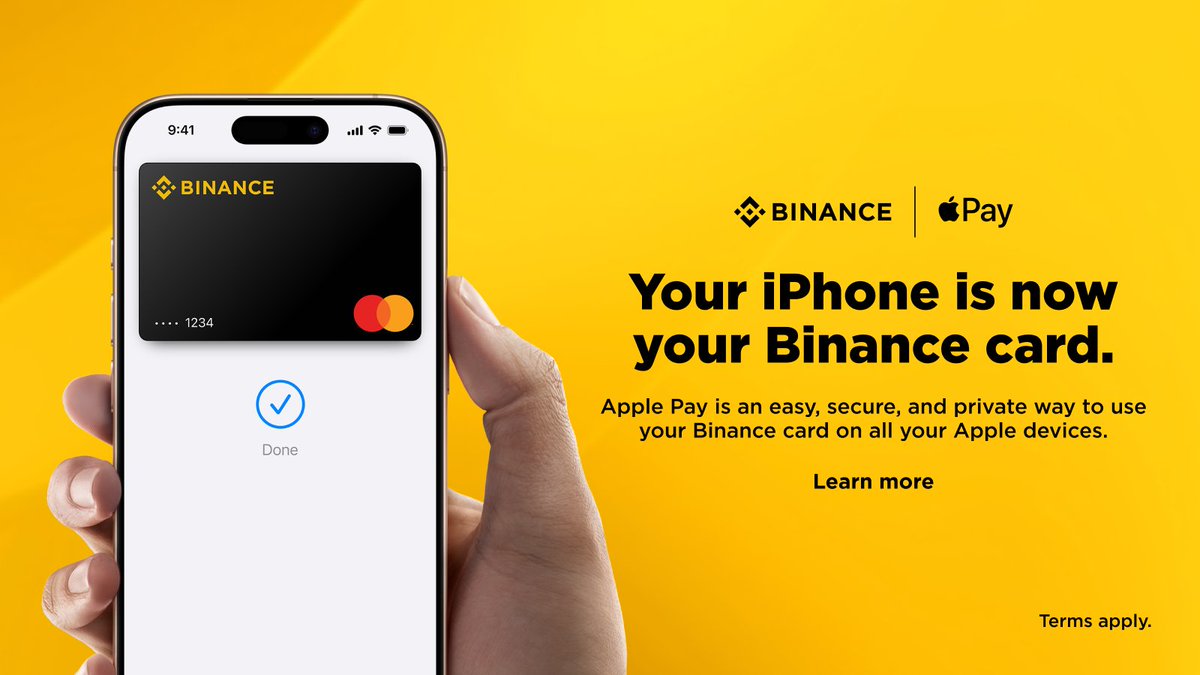 Binance_AUS's tweet photo. Apple Pay is now live for Binance Card in Australia!

✅ Tap to pay with your iPhone or Apple Watch
✅ Millions of contactless terminals worldwide
✅ Pay with crypto - BTC, USDT, USDC & more
✅ Up to 3% cashback
✅ Free to activate, no annual fees*

Learn more 👉 https://t.co/cRr5sLXNHX