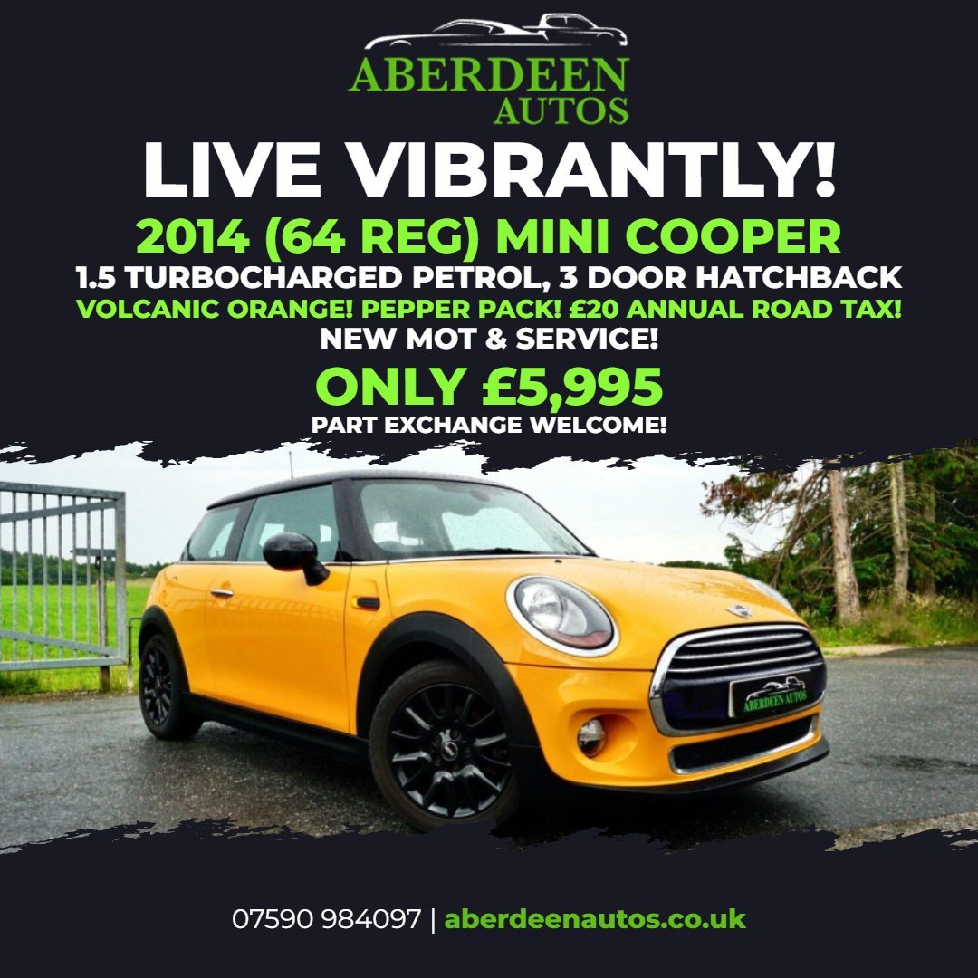 coxjames8400's tweet photo. LIVE VIBRANTLY! 2014 (64 REG) MINI COOPER
VOLCANIC ORANGE! Full details, specifications, photos and other vehicles available at Aberdeen Autos. Happy motoring from Aberdeen Autos! https://t.co/FRb7Mvy17z