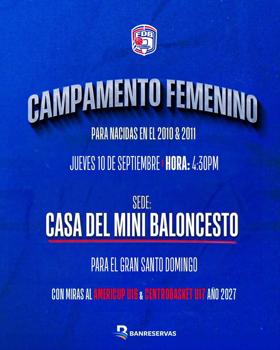 FedombalRD's tweet photo. 🔥 ¡Gran Santo Domingo, no faltes!

Seguimos formando el futuro del baloncesto femenino dominicano. 🇩🇴🏀 https://t.co/msgFUmgDD6