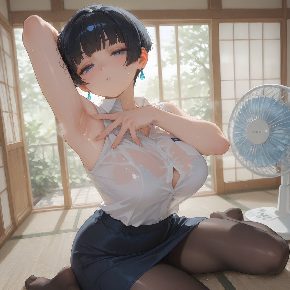 ruma_illust's tweet photo. またみてる〜
こういうの好きなの？？

外回り営業の紗衣さんはなんだかんだ言ってウチにくる。
続きはプロフリンクから✨
#AIart️️️️️️️️️️️️️️️️️️️️️️️️️️️️️️️️️️️️️️️️️️️️️️️️️️️ #ショートボブ #腋汗 https://t.co/z6d66DMLSm