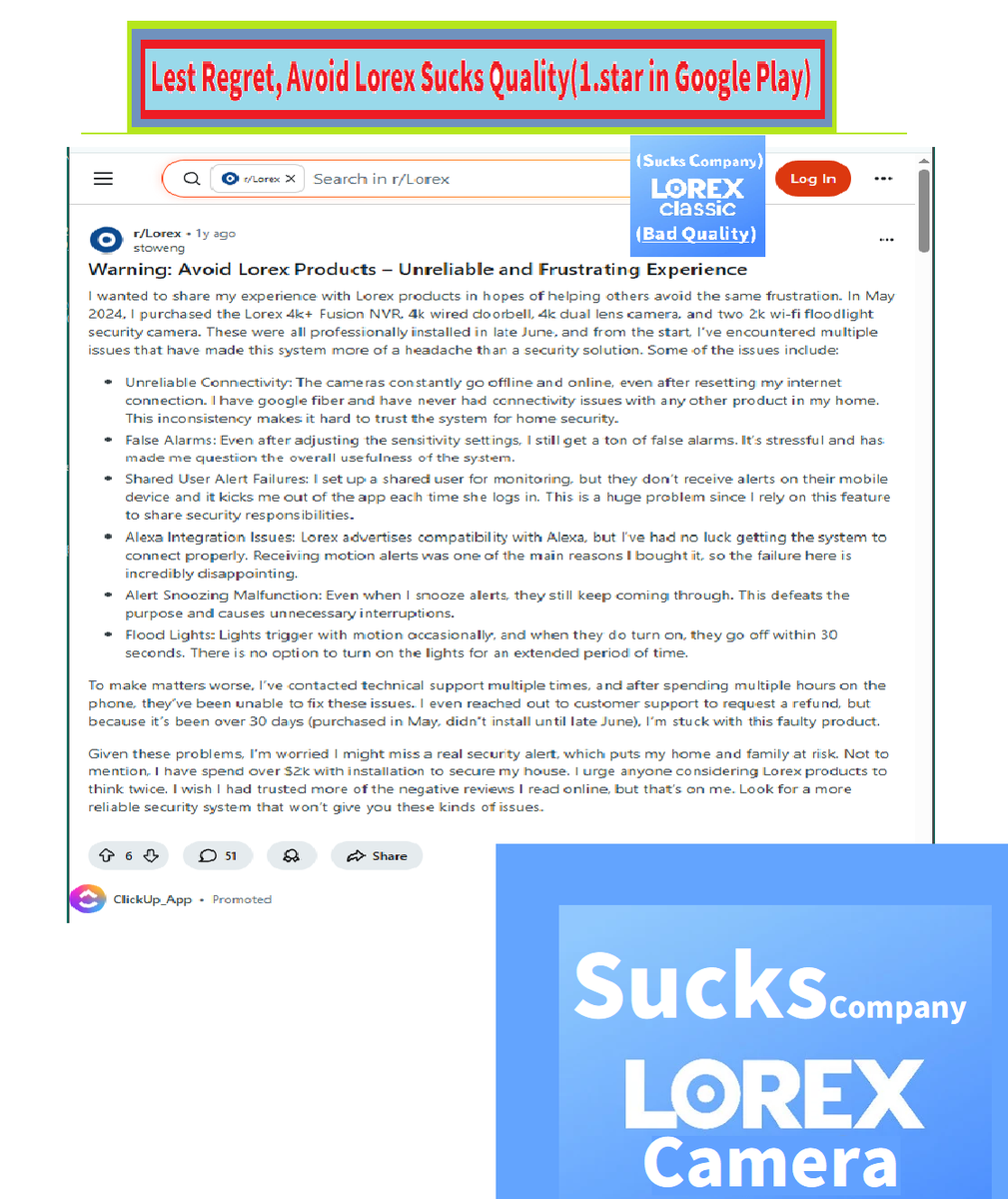 qangid's tweet photo. Avoid Lorex due to its Bad product [Google-Play]👎: {Bryan Kelly 19 July 2026 uh oh something went wrong! seemingly poor device management, cache overflow connectivity drops simply trying to view alerts ... ...dditionally}🤦‍(After all=>Chinese Lorex Disgusting)406. 1.57 https://t.co/vJqEPPQLPu