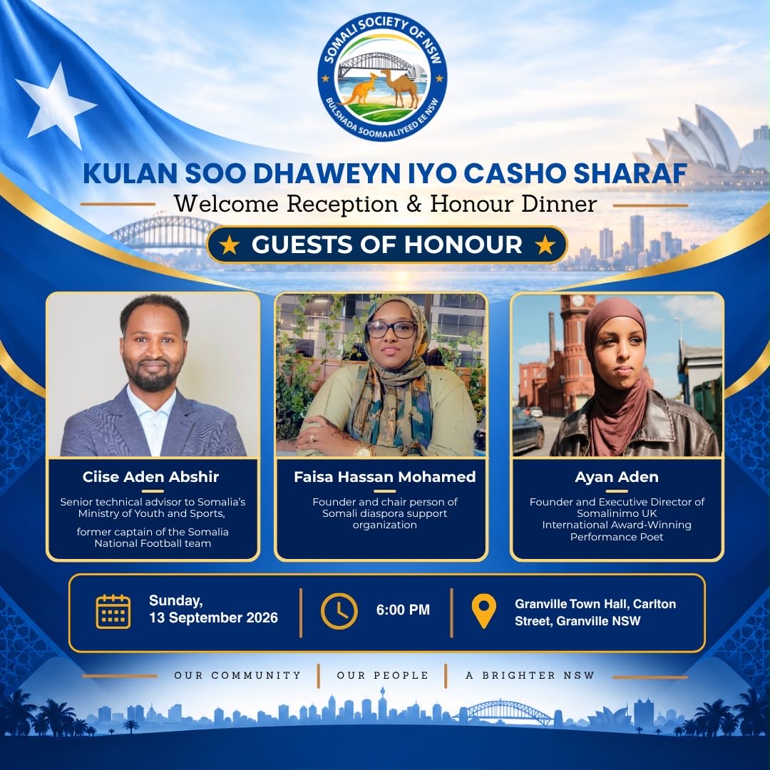 AbshirAfdinho's tweet photo. 🇸🇴🇦🇺 🦘!! Times 🤌🏽, 

Delighted to be visiting Sydney to meet with Somali 🇸🇴 the sports community. 

I will be speaking on the importance of community cohesion and FairPlay in building stronger, more inclusive sporting environments.
https://t.co/Sh5JFZECFS  🇦🇺 🇳🇴 🇸🇴, 
Kaptein C, https://t.co/hjlhD5k7kq