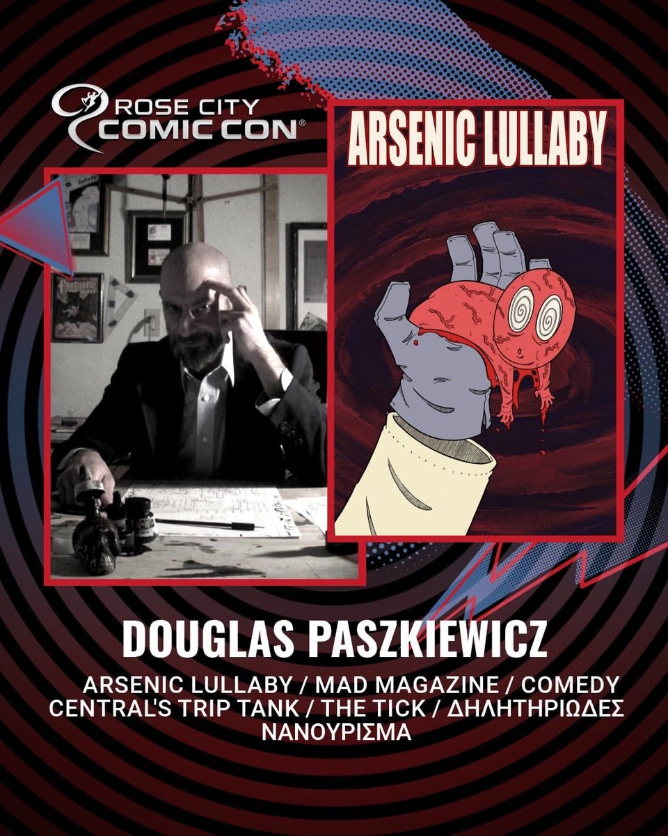 1firstcomics's tweet photo. 1First Comics is proud to be at this year’s @RoseCityCC!  In attendance will be @spaceman_jared, Ken F Levin, @TheYuanTwins, and Douglas Paszkiewicz, creator of Arsenic Lullaby! https://t.co/SqNTqdPalD