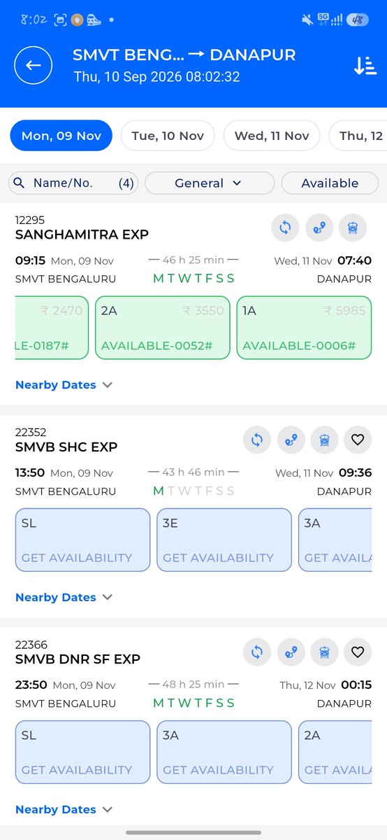 pratik_speed's tweet photo. Some  said use rail one app it'll done . This is what happened,  8:02 am seat available and when clicked on book it said opens at 8:10am. Then clicked on book at 8:08 am showed regret. Wtf is this? Even before the window opens tickets are gone? @AshwiniVaishnaw @IRCTCofficial https://t.co/MFNiUkMjnS