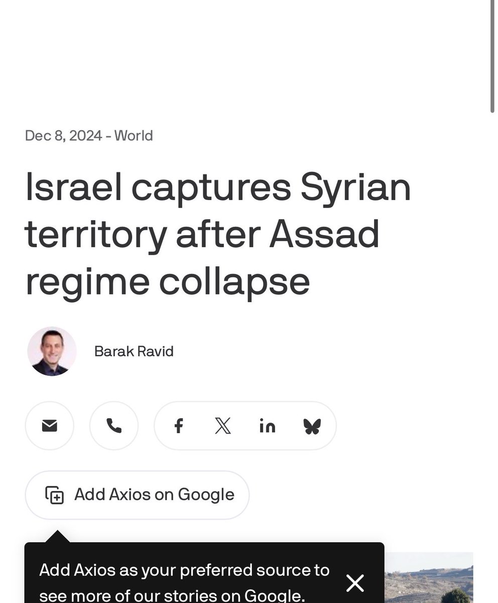 Saucef715's tweet photo. 🇸🇾 ‼️ 

8 December 2024, Assad’s army lost territory to Israel, instead of handing it over to the Syrian rebels/HTS

Very similar to what Hezbollah does in Lebanon : Axis of Resistance would rather hand over territory to Israel than to the Lebanese Gov/Syrian rebels at that time. https://t.co/ia7Pya3RkT