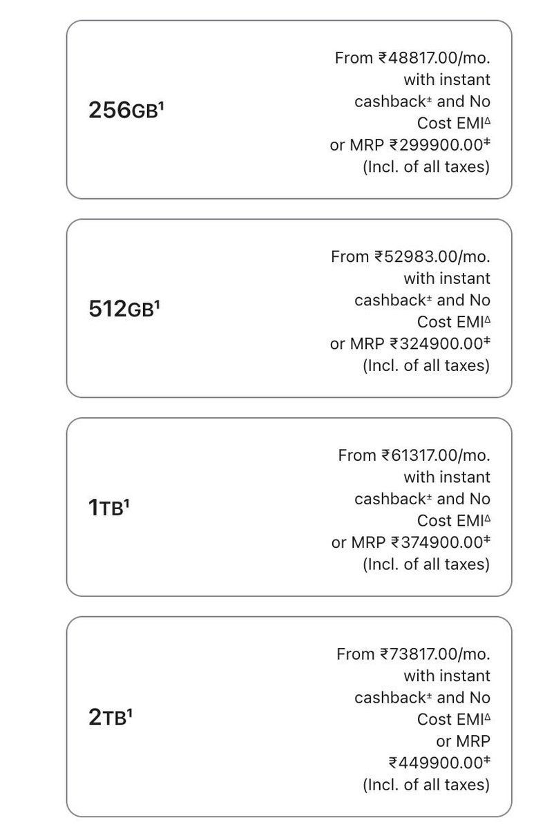 irushi's tweet photo. So in India I can either get the iPhone Duo 

OR 

iPhone + iPad + Airpods + Apple Pencil + Macbook + Accessories 

All for the same price... okay https://t.co/BbESyNGYVL
