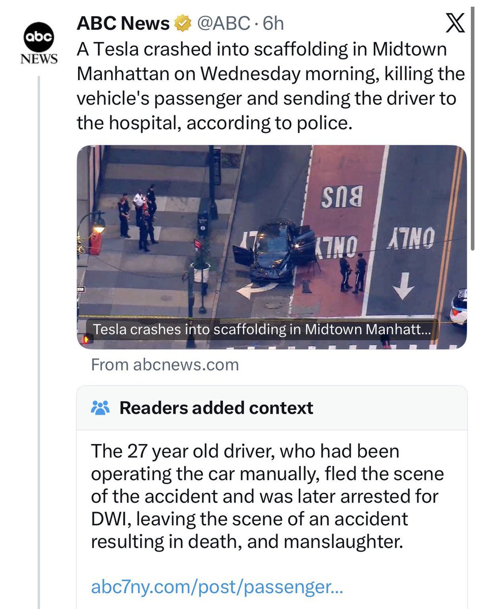 libsoftiktok's tweet photo. BREAKING: ABC just DELETED their tweet after they were ratioed into oblivion, community noted and called out by @elonmusk directly for trying to deceive the public about a drunk driver who crashed her Tesla

This is how it’s done!

They aren’t used to accountability. The lying from the fake news legacy media doesn’t work anymore!