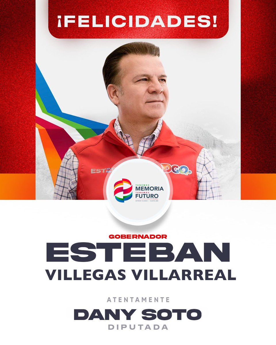 danisotto's tweet photo. Hoy felicito al Gobernador @EVillegasV por la presentación de su Cuarto Informe de Gobierno.

Reconozco el trabajo, la visión y los resultados alcanzados durante estos cuatro años, que hoy se reflejan en avances importantes para nuestro estado y para las familias duranguenses.

Muchas felicidades, Sr. Gobernador, por estos cuatro años de trabajo y compromiso con Durango.

¡Tenemos Memoria, Tenemos futuro!