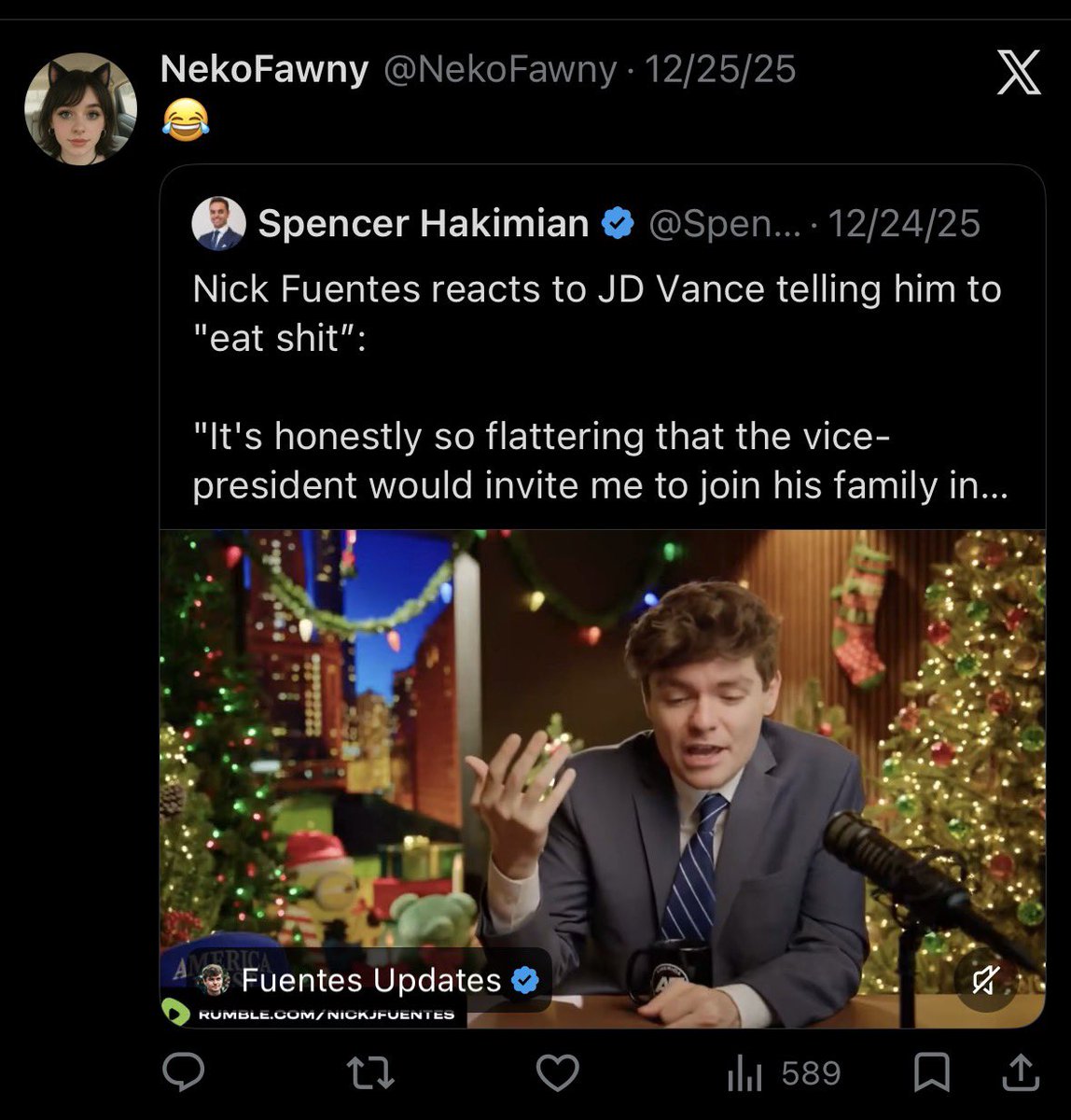 ayanamid0ll's tweet photo. @NekoFawny @mellip3de calling someone racist... while also liking nick fuentes clips 😭 https://t.co/2RV6gGY4Hf