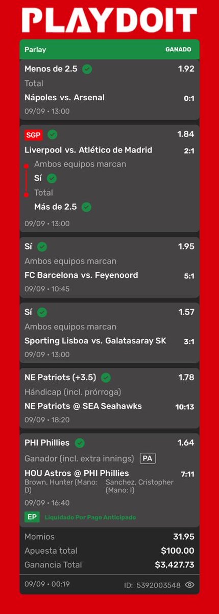 _stir97's tweet photo. EMPEZAMOS BIEN CON LA NFL 🤑😍 https://t.co/Q6yxdu1zdt