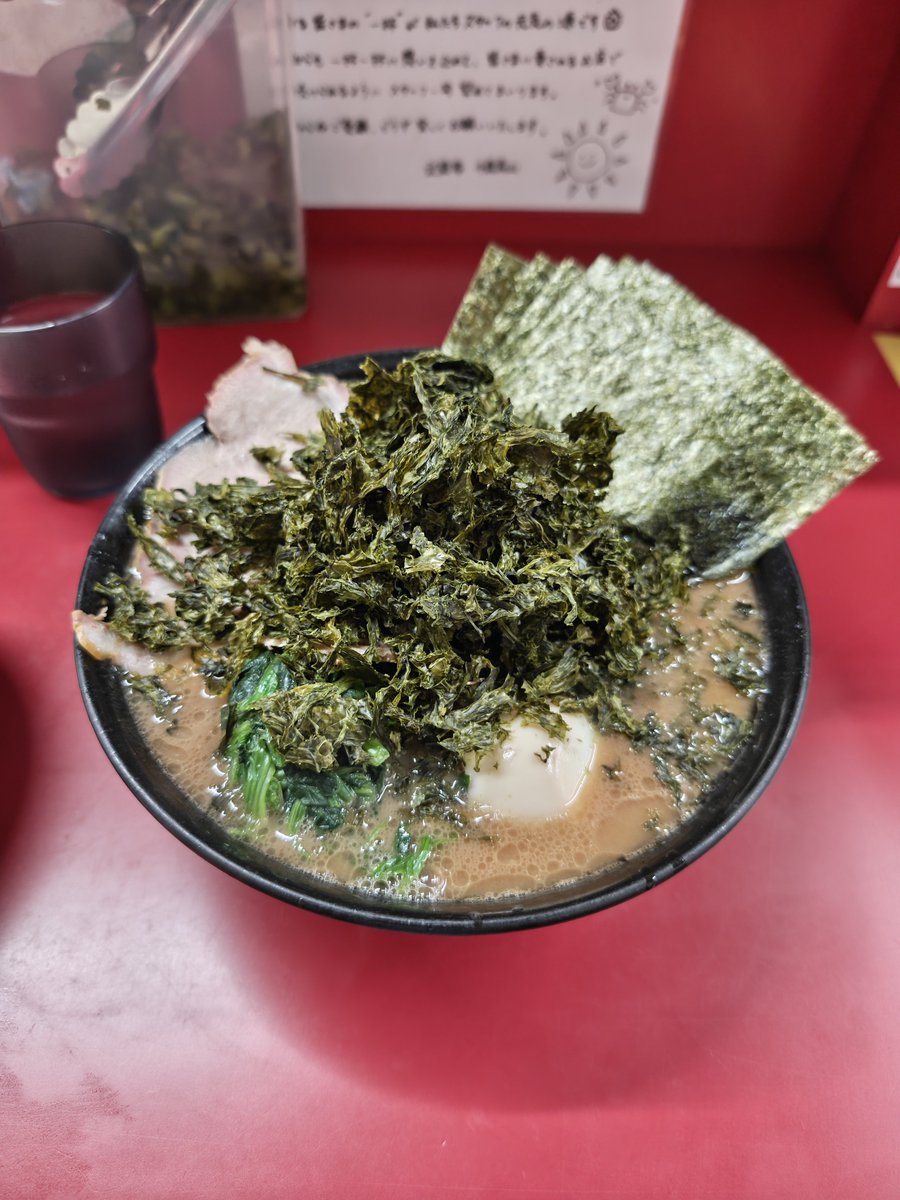 murasakisandayo's tweet photo. 武蔵家千歳烏山
バラ海苔変更アオバラ
あおさ海苔の香り強くてよかった！！！
比較的さっぱりする気がする？ https://t.co/VyiIC5ThwF
