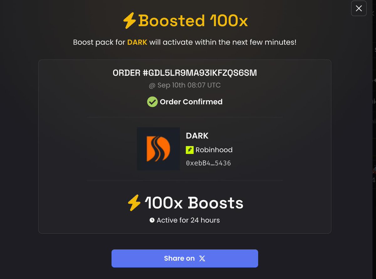 darkrouteRH's tweet photo. Another boost. $DARK Boosted 100x https://t.co/gKnxqWxGYv