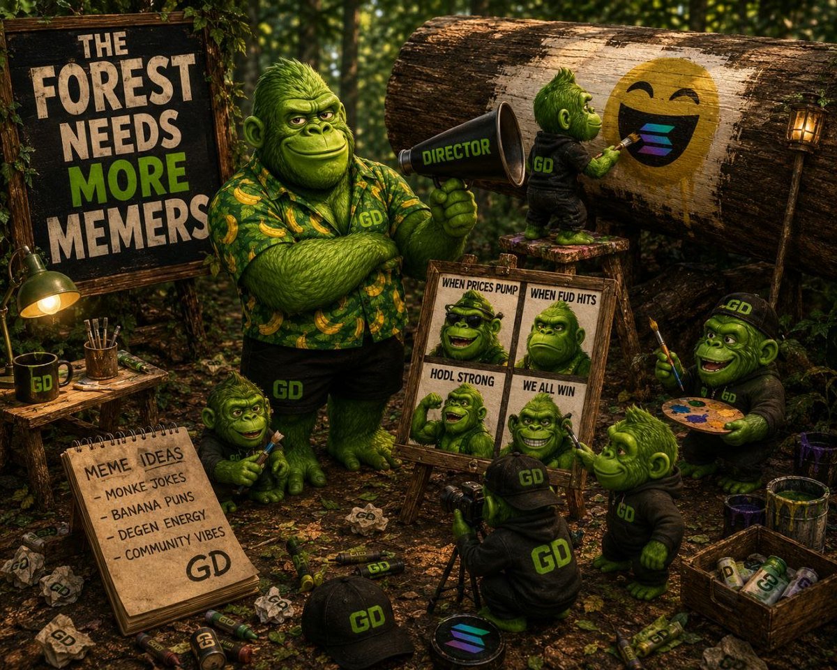 GDthememe's tweet photo. 🌲 THE FOREST NEEDS MORE MEMERS. 🦍🍌
GD isn’t just another coin — it’s a community, a culture, and a meme movement. 💚
We build.
We meme.
We HODL.
We send GD to the next level. 🚀
Welcome to the GD jungle. 🦍🔥
#GD #Crypto #MemeCoin #Solana #Memecoin #Web3 #CryptoCommunity https://t.co/pA6dldHn4Z