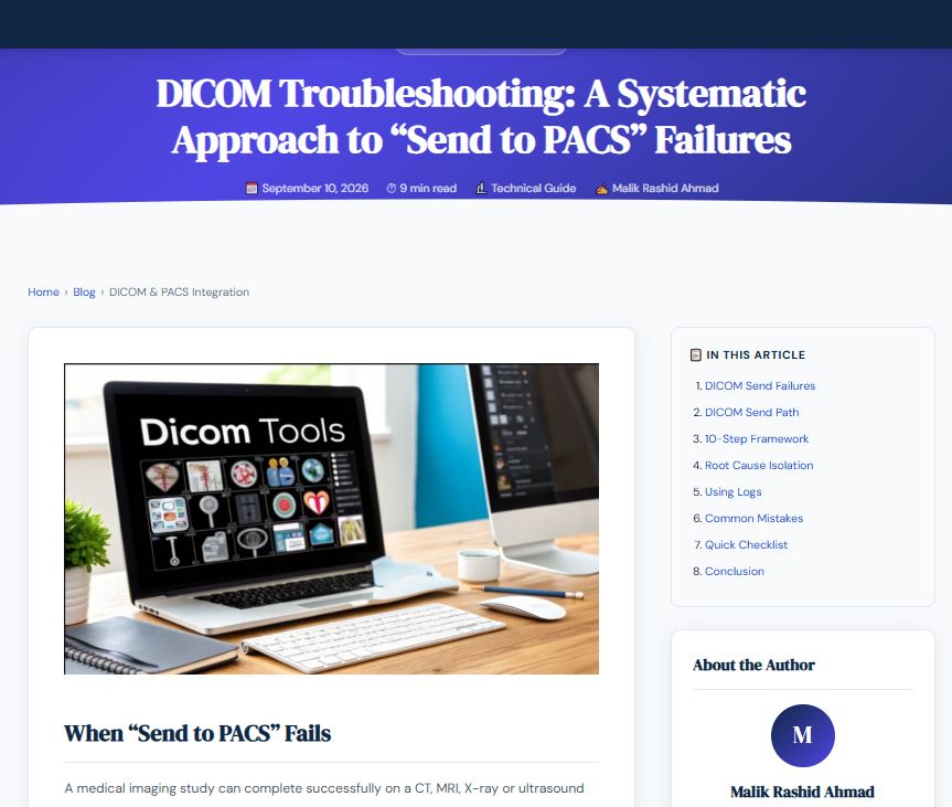 kftechsols's tweet photo. DICOM Troubleshooting: A Systematic Approach to “Send to PACS” Failures 
NEW Article for Healthcare IT Professionals is Published on :
https://t.co/OdyzmXWG1W https://t.co/ELyirhhH0f