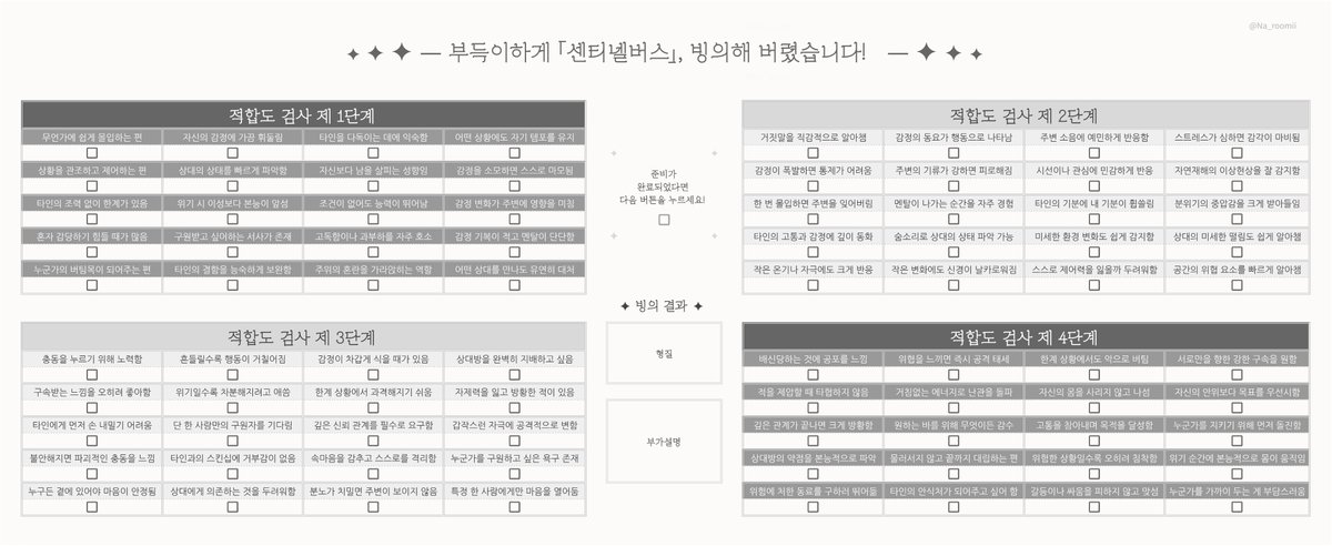 Na_roomii's tweet photo. #체크리스트 부득이하게 「센티넬버스」, 빙의해 버렸습니다!

캐릭터와 어울리는 센티넬버스 형질은? 💫
센티넬/가이드 각각 15개의 결과가 존재합니다!

🖤 해당 체크리스트는 일정 기간 무료 배포된 뒤 소액 결제 유료로 전환됩니다! (~2026-09-12 00:00)

https://t.co/aUvNmCKZZg https://t.co/V4kGBf7CD5