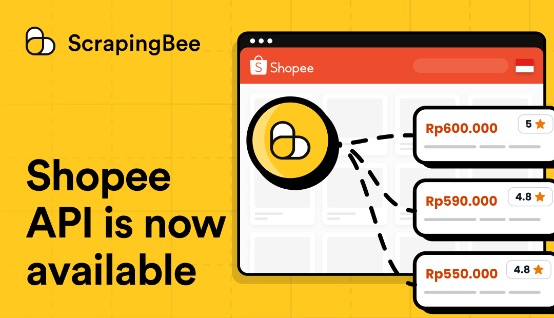 ScrapingBee's tweet photo. From prices and product variants, up to seller info and category data - all essential product data from Shopee Indonesia is now easy to extract with our freshly released Shopee API.

Docs are right this way: https://t.co/vK9nBhwL96 https://t.co/rRnZ7wepPG