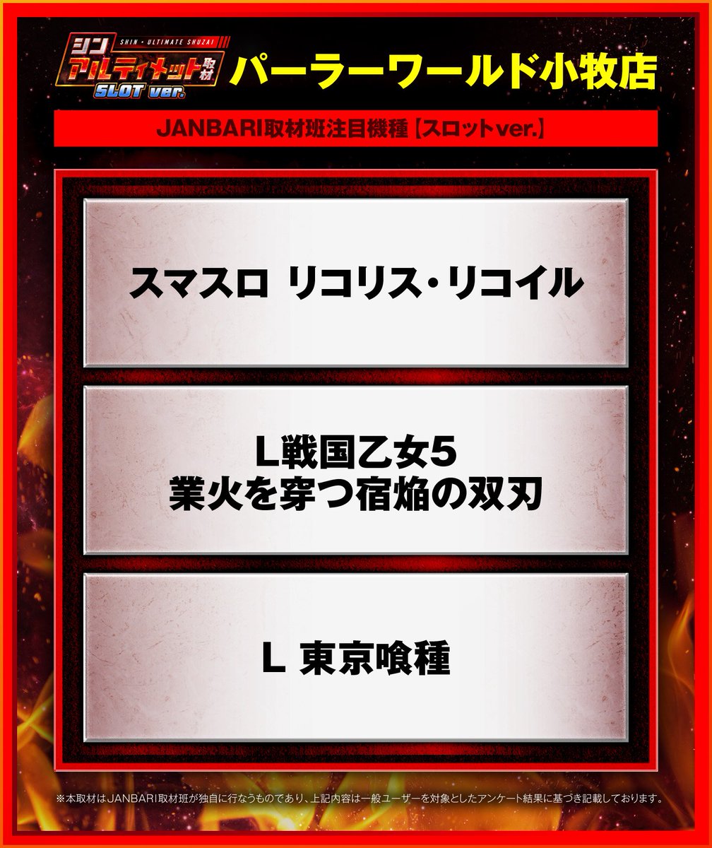 shin_ultimate's tweet photo. 明日のシンアルティメット取材情報📢

🗒️9月12日(土)

🗾愛知県
・パーラーワールド小牧店
※スロットver

厳選した取材対象機種を中心に徹底取材📝
人気の理由を調査するぞ！

☑取材詳細は画像をチェック☑

<PR> https://t.co/12zC5Uobxs
