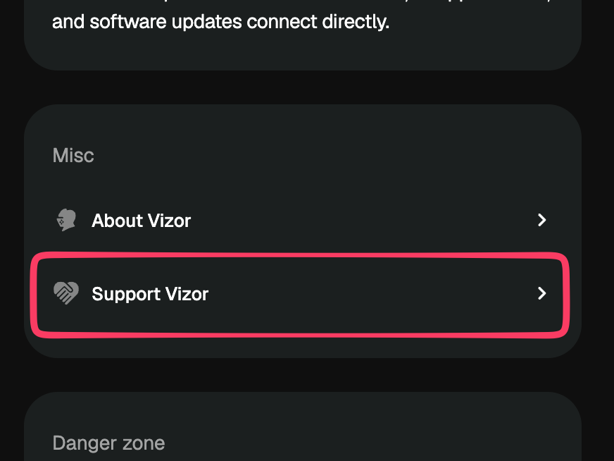 vizorwallet's tweet photo. Small addition to Vizor: you can now support our work directly from the wallet.

Settings → Support Vizor. Pick an amount, send some ZEC.

Thanks for using what we build 🤝 https://t.co/fCrMcK3D1N