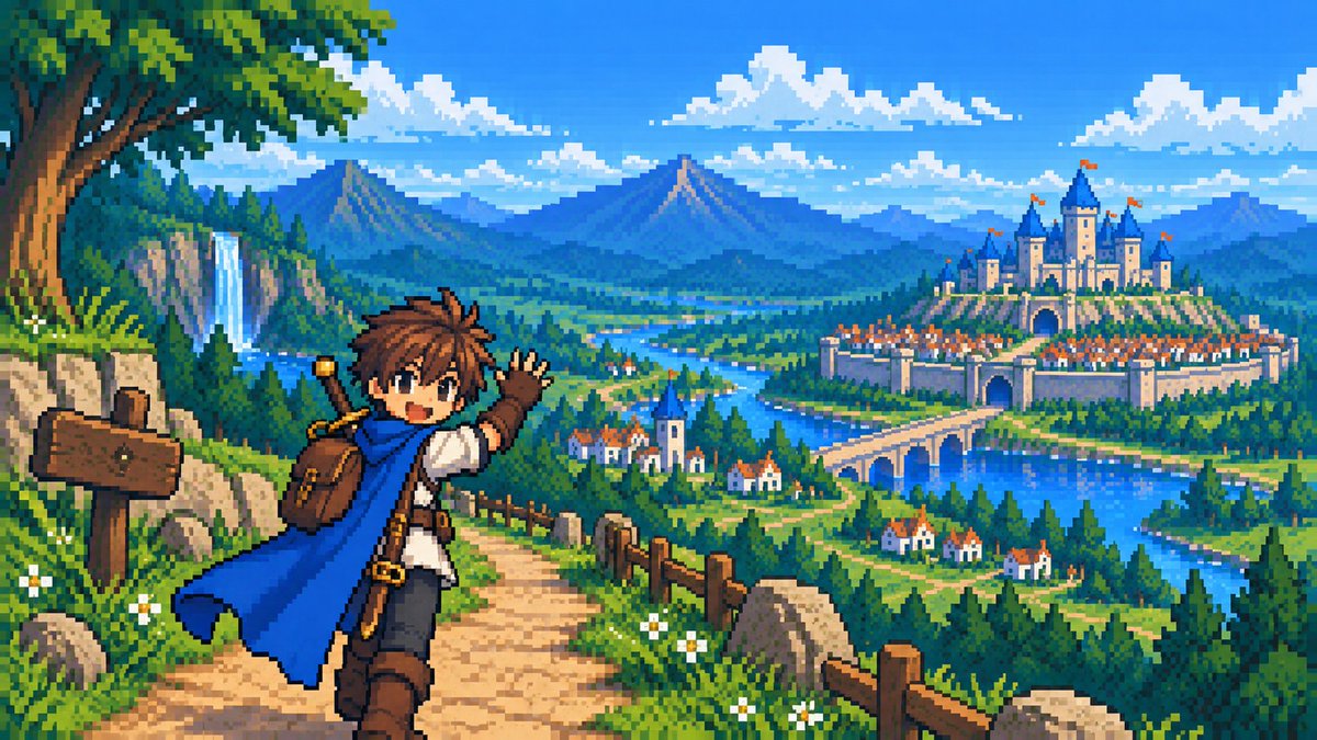 luen_hero's tweet photo. 魔王討伐の旅を始めたばかりの勇者、ルエンです⚔️
旅先の景色やごはん、冒険中の出来事を記録しています。
まだ駆け��しですが、よかったら旅を見守ってもらえるとうれしいです🗺️
気軽にフォローしてください✨
#フォロワー募集中 #フォロー歓迎 #相互フォロー募集中 #ドット絵 #RPG https://t.co/q6yNAU4oC1