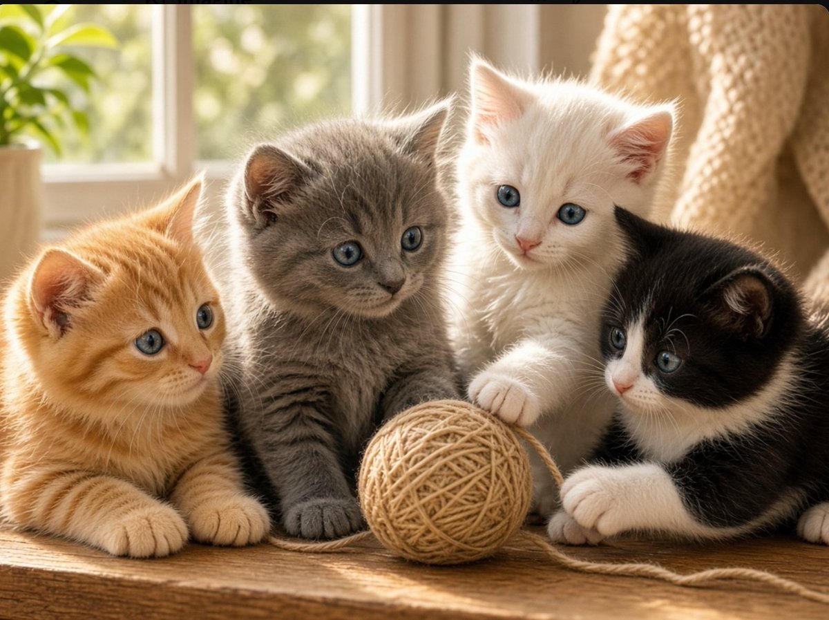 147ken's tweet photo. Happy Fursday ๐
These four little chaos agents just found their lifeโs purposeโฆ a ball of yarn ๐งถ๐ป
#cats #catmemes #kittens https://t.co/riSPAEgQkc