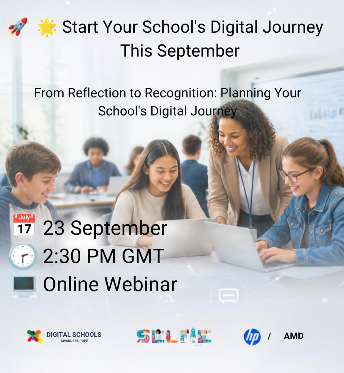 Schools_Digital's tweet photo. 💫 Where is your school on its digital journey?

September = a fresh start and a chance to reflect, plan and take the next step

🌟 From Reflection to Recognition - Planning Your School’s Digital Journey
Hear practical advice and real examples from schools, and discover how SELFIE for Schools can help turn reflection into meaningful action.

📅 23 September
🕝 2:30 PM GMT
💻 Online

👉 https://t.co/RUf2Vb3iBz