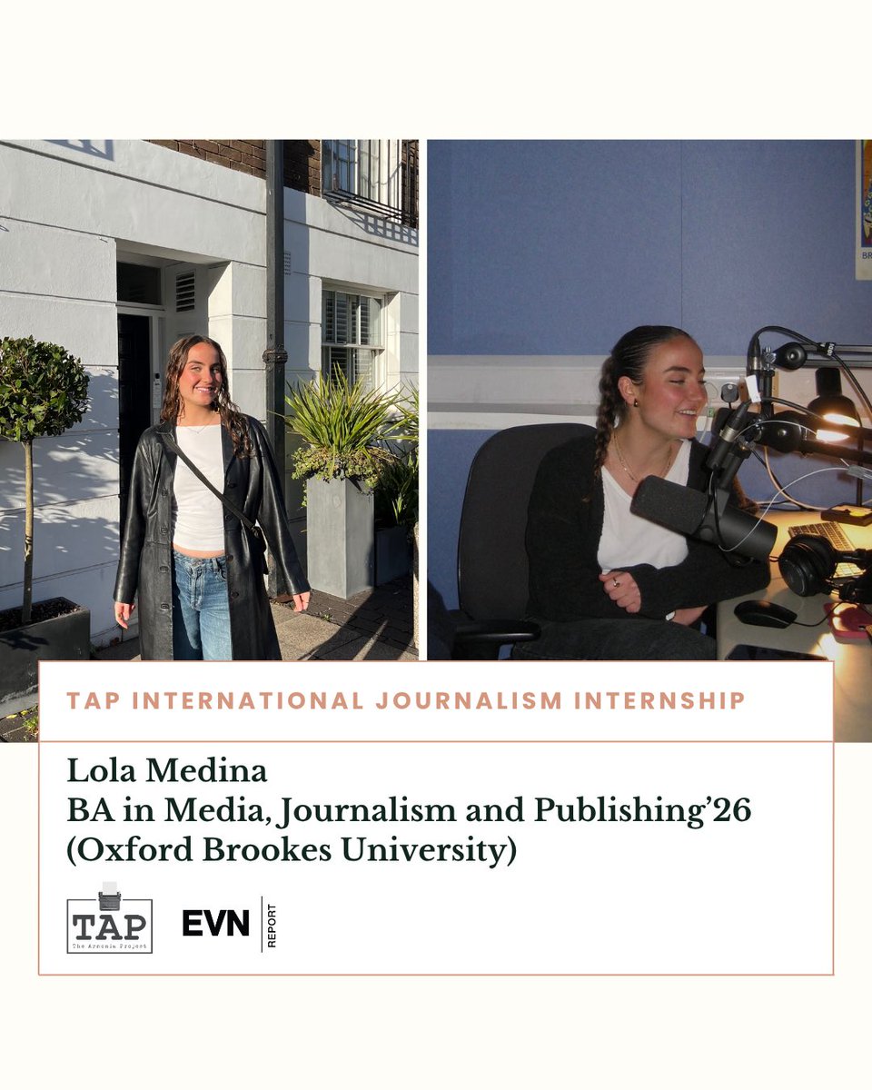 TAP_Armenia's tweet photo. Meet Lola Medina, our newest international intern! 🎉

A journalism graduate from @oxford_brookes, Lola brings experience from Prospect Magazine,  @WychwoodMag and @diariARA. She’ll now be reporting from Armenia with @evn_report.

Welcome, Lola! 🇦🇲 https://t.co/fovEsipYk9