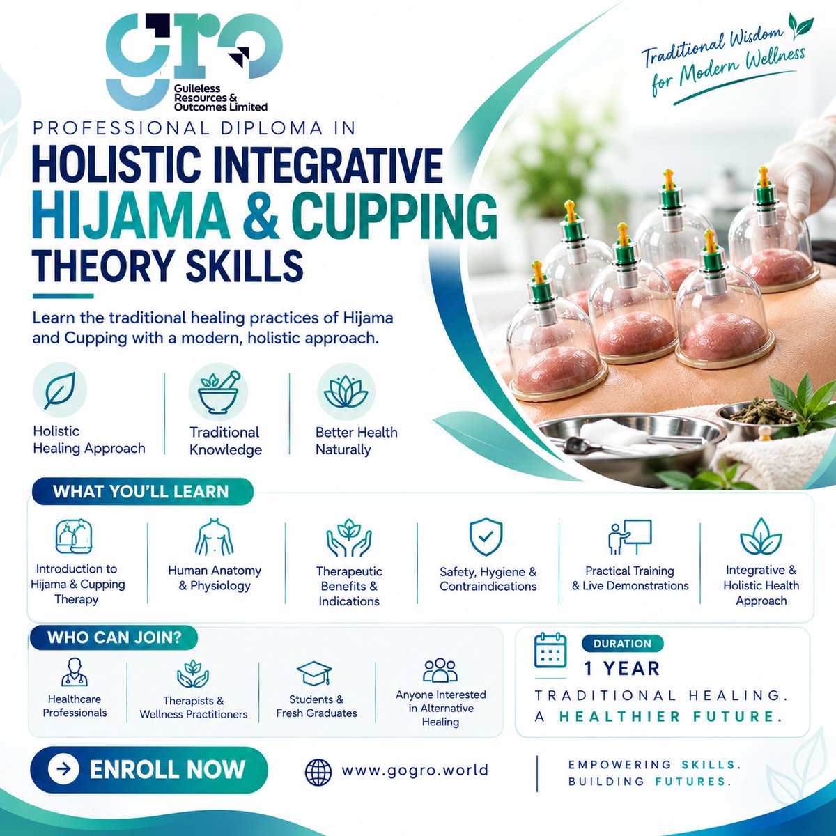 Groeducation's tweet photo. 🎓 Professional Diploma in Holistic Integrative Hijama &amp; Cupping Theory Skills

🔹 Hijama &amp; Cupping
🔹 Anatomy &amp; Physiology
🔹 Safety &amp; Hygiene
🔹 Therapeutic Applications
🔹 Practical Training
🎯 Learn. Practice. Grow.

#Hijama #CuppingTherapy #HolisticWellness #GRO https://t.co/rAE7u4UOSD