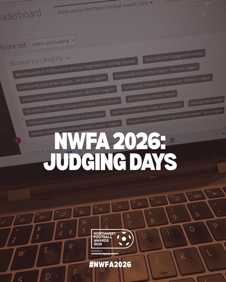 NWFAwards's tweet photo. Two days of judging complete - and this year the standard has been nothing short of exceptional. 

Entries continue to grow stronger and stronger each year, shining a light on some truly inspiring stories and the incredible people making an impact across the game. 

#NWFA2026 https://t.co/r3CUwjto41