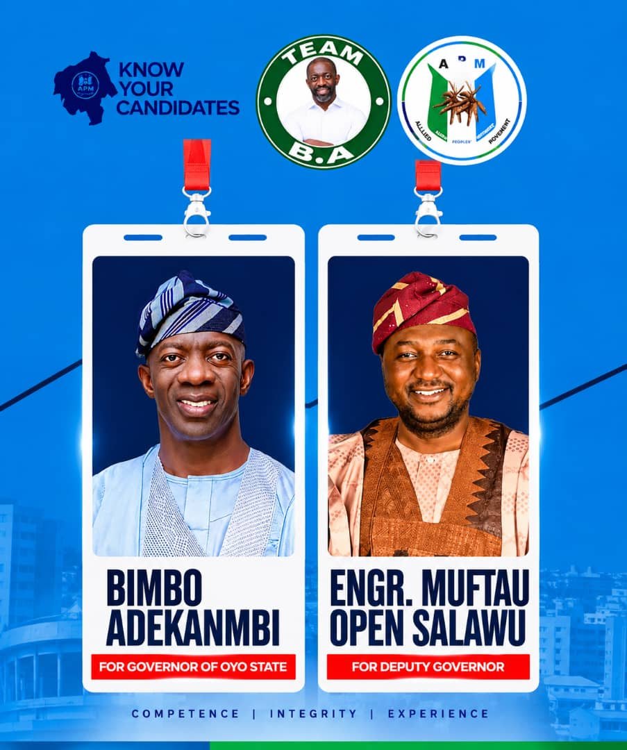 abiodun_beulah's tweet photo. My candidates for the 2027 Oyo State  Election on the APM platform.

Support whoever you want. I’ll support who I want.

Come election day, everybody will have a vote. 

Mine already has a destination.
#APMNigeriaFirst https://t.co/e3WMoh5TcU