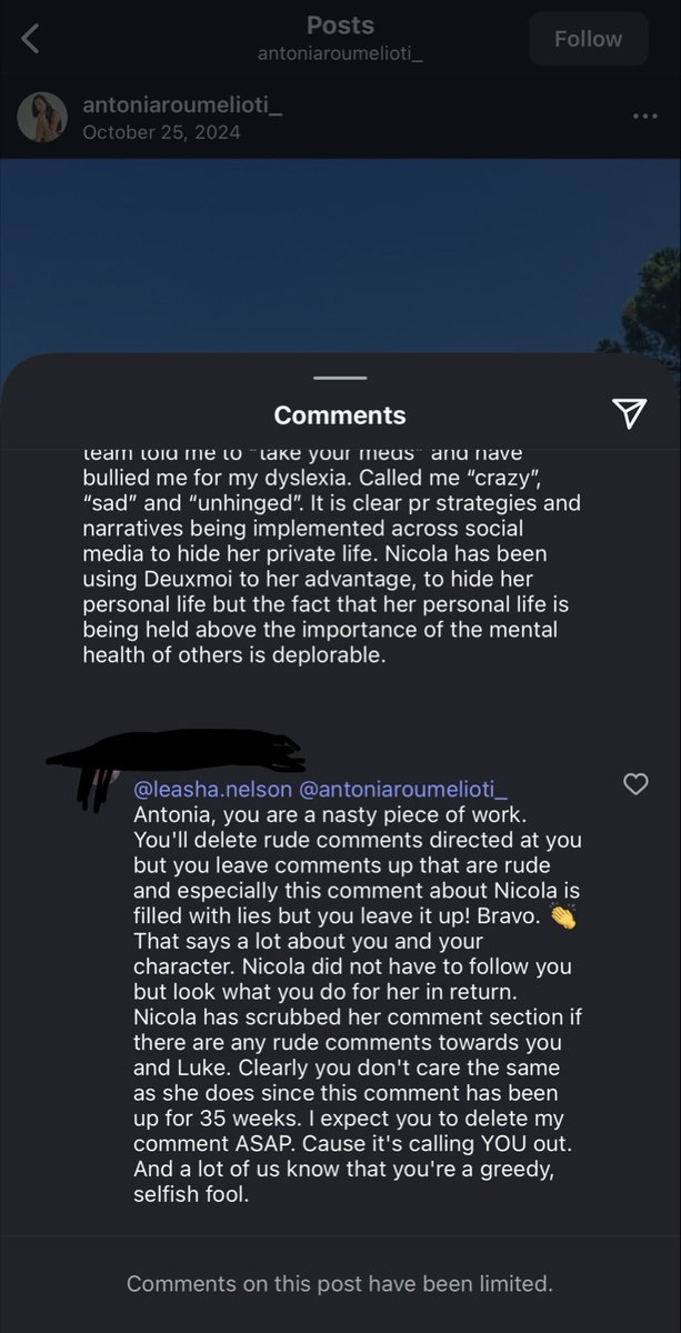 LukeyNewtsVibes's tweet photo. As people know, #LukeNewton' shady leech #antoniaroumelioti🥬post last Sat asking for simpathy & kindness. Appaz, she's a girl's girl.
But was the one leaving this comment abt #NicolaCouglan on for almost 9 months, while she's fast to delete people calling her out!
#FameSeeker https://t.co/eFUGz3TRjC