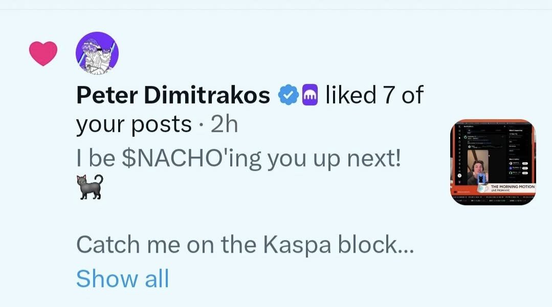 NachotheKat's tweet photo. Probably nothing? 🐈‍⬛ 

kaspa:native nacho-the-kat:native @pdimitrakos https://t.co/PRiXevRsdG