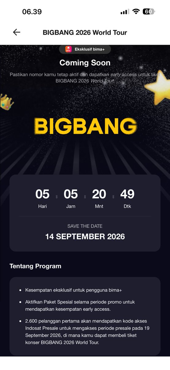 vnessa_vcr's tweet photo. 🙋🏻‍♀️ Gimana biar bisa dapet PRESALE CODE?
🗓️ 14 Sept 2026 jam 12.00 WIB
1. Klik banner / icon Get Ready for BIGBANG
2. Beli paket 125rb lewat banner, kalau kalian BERUNTUNG, bakalan dapet PRESALE CODE https://t.co/JpNJu6kBdA