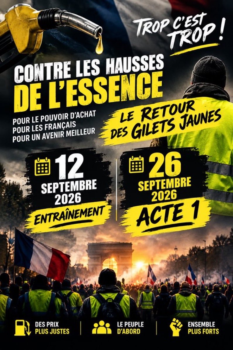 LeDirectInfo's tweet photo. 🔴  Des appels au retour des #Giletsjaunes se font entendre depuis plusieurs jours.

👉Voici les premières dates de rassemblements importants :

📅 12 septembre
📅 26 septembre
📅 17 octobre https://t.co/Vh4NGYl2zW