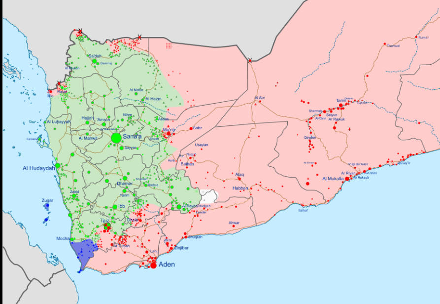0xcoked's tweet photo. The Houthis are about to take control of all of yemen. The territory out east is irrelevant, whoever controls the west will take it without a fight. 

By capturing al-Mokha now, they have an even easier bottleneck to blockade the Bab al-Mandeb strait now with easy fire control from the coast.

This is a big game changer in pressuring Saudi Arabia to behave itself and was likely coordinated with Iran in preparation for incoming escalation. 

Big L for the anti-Iran coalition.