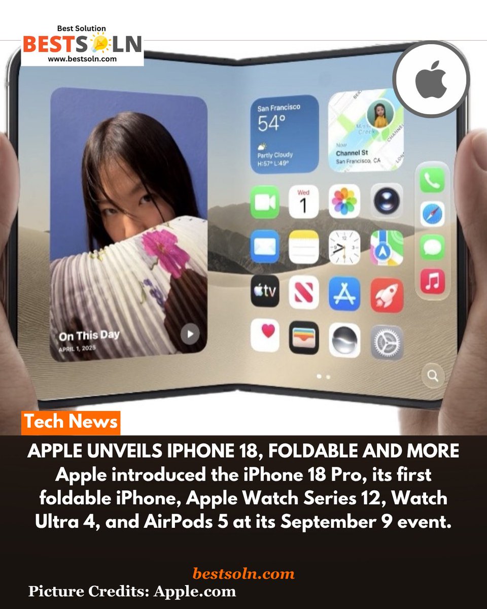 bestsolndotcom's tweet photo. @Apple's latest lineup is here. 🍎

Foldable iPhone, iPhone 18 Pro, new Apple Watch &amp; AirPods, with AI deeper across the ecosystem.

📖 Read more: https://t.co/Iv8ezyteHn 

#BestSoln #Apple #iPhone18 #AppleIntelligence #AI https://t.co/nCF8P3DYnX