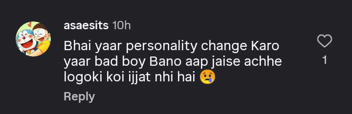 fukrafan_007's tweet photo. Just saw this comment for Abhishek and I agree upon this kya fayda accha rehne ka, naa controversy karna naa kisi ke against controversial stories upload karna, ijjat to bura banne par milti jyada 🙂

@AbhishekMalhan4 #AbhishekMalhan https://t.co/CHFSeWemM4