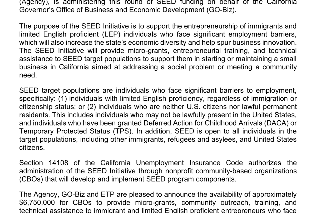 nataliegwinters's tweet photo. REVEALED: In California, you can be in the country illegally and still qualify for $2,500–$5,000 in taxpayer money to start a business.

The money can pay for business equipment, work-related travel, deposits to rent business space and business-related legal fees.

Nearly $4 MILLION is earmarked for individual grants through the state’s immigrant and limited-English entrepreneurship program.

And this isn’t a loophole. The eligibility rules explicitly include people who “may not be lawfully present in the United States.”