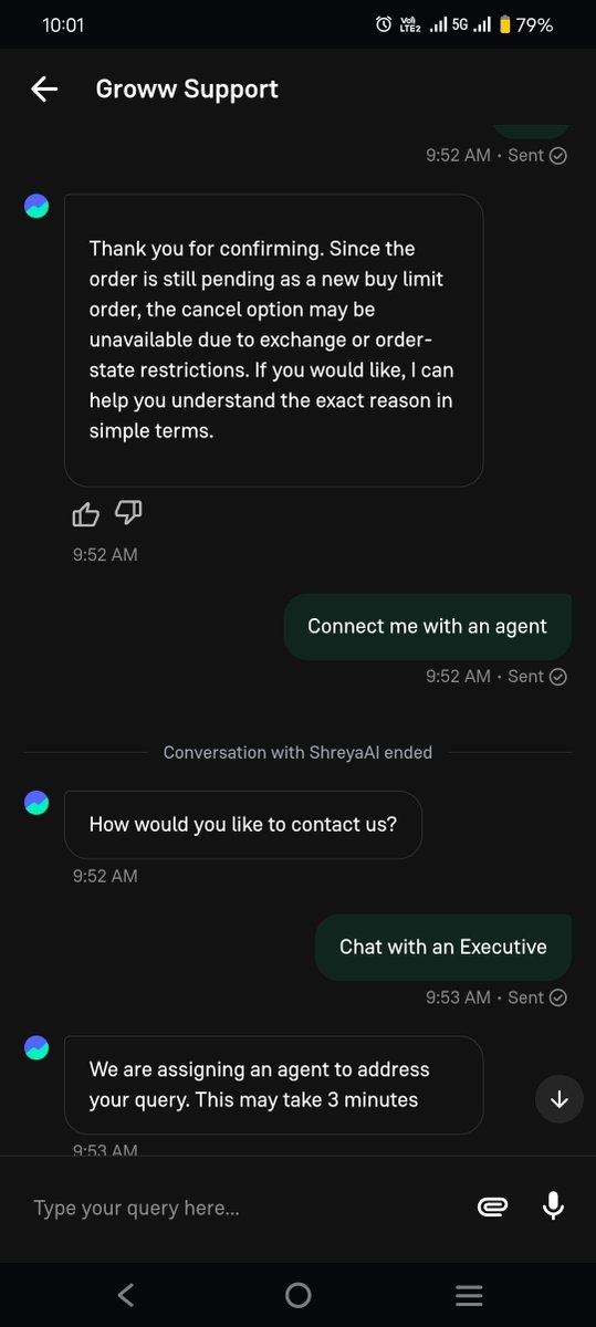 S24922779Ronnit's tweet photo. @_groww 
Pathetic customer support service 
10 min and no reply https://t.co/zjRyGQD5Pj