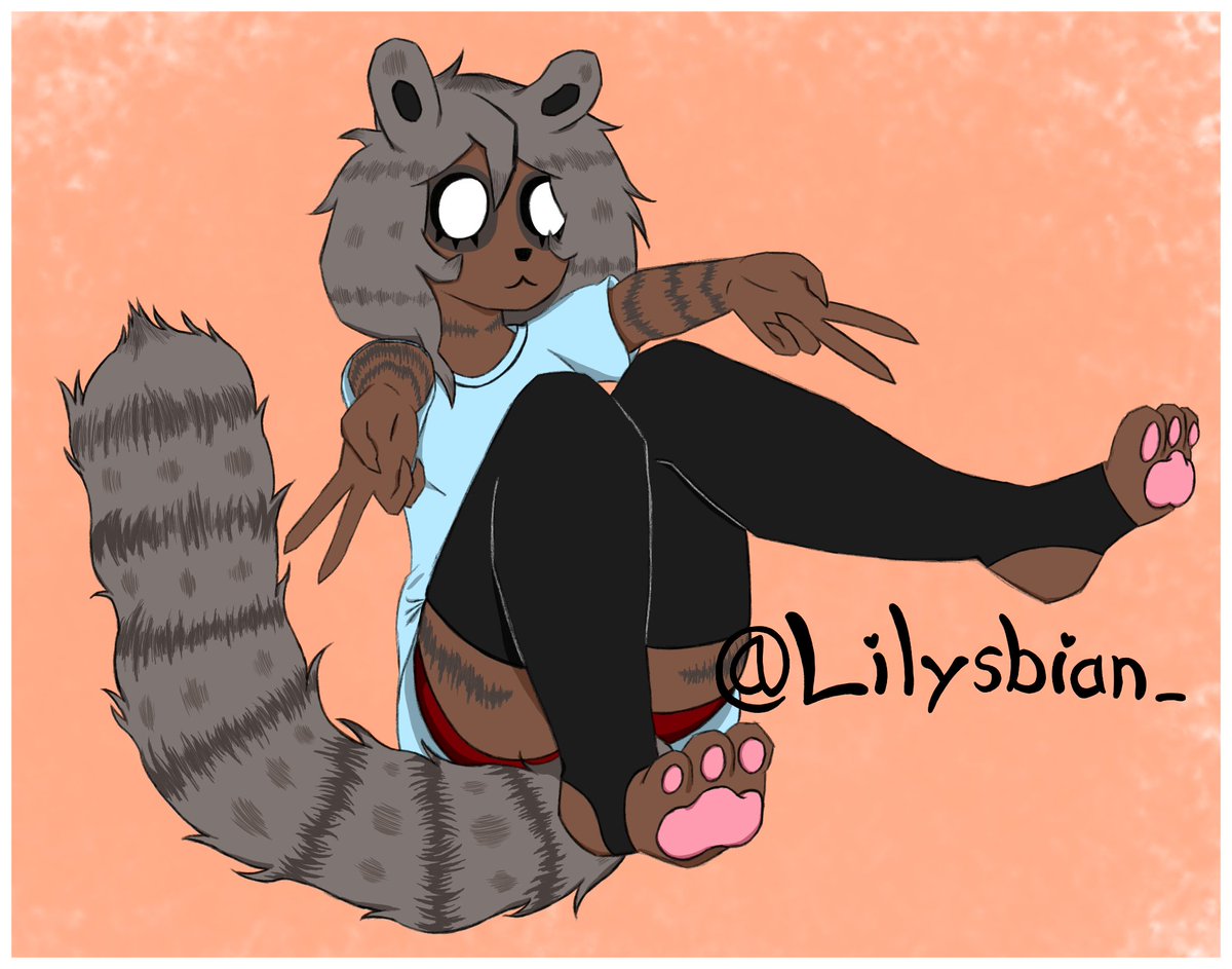 Lilysbian_'s tweet photo. Drew a raccoon girl OC https://t.co/A37rsuP68f