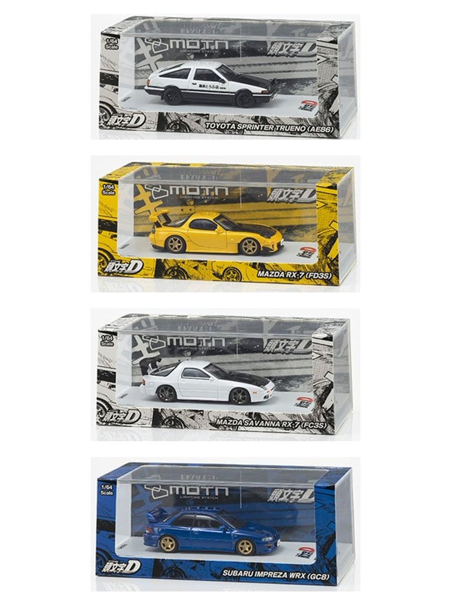 hobbysearch_mc's tweet photo. 【ミニカー予約】京商 京商オリジナル|MOTN
1/64 頭文字D LED搭載：

予約受付中です！→ https://t.co/o2MIK9XiUf

・トヨタ スプリンター トレノ(AE86)
・マツダ RX-7(FD3)
・マツダ サバンナ RX-7(FC3S)
・SUBARU インプレッサ WRX(GC8) https://t.co/FIpo0p3HuF