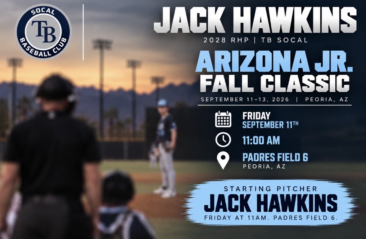 jackhawk_2028's tweet photo. Looking forward to competing against the best out in Arizona this week. I am starting Friday at 11am. Padres Field 6 https://t.co/4LXh0x5AW8