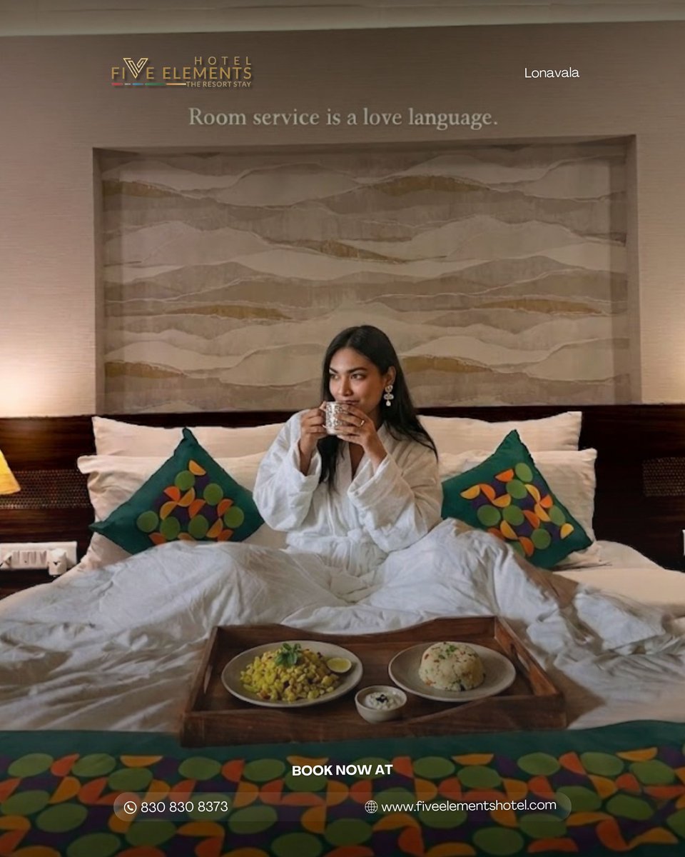LaveraNevuis's tweet photo. Slow mornings. Warm coffee. Exceptional comfort. Enjoy a peaceful stay with cozy rooms, delicious in-room dining, and heartfelt hospitality at Five Elements Hotel, Lonavala. Book your perfect getaway today! https://t.co/NtyxEuoXVa