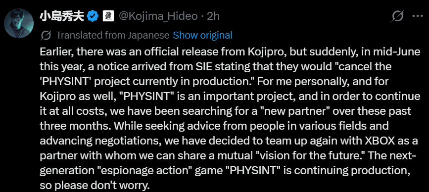 Grummz's tweet photo. I was right.

Playstation crapping the bed harder than Amber Heard:

- Cancels Kojima - Backs Concord
- Cancels Destiny 3 - Backs Marathon
- And oh ya, no Physical Discs - You Own Nothing

Asha is picking up a gem of gaming in Xbox. Yeah, it's a niche gem, but the games are well respected and loved. 

Sony just keeps making all the wrong choices.