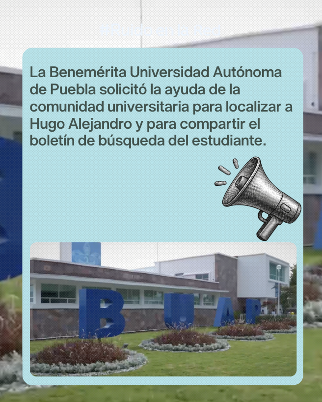 RuidoEnLaRed's tweet photo. ‼ Hugo Alejandro Hernández Tello, estudiante de la Licenciatura en Administración de Empresas de la BUAP, salió de su casa para ir a jugar futbol con unos amigos, sin embargo ya no regresó.

Fue visto por última vez el pasado 5 de septiembre en la colonia Zaragoza de la Ciudad de Puebla.