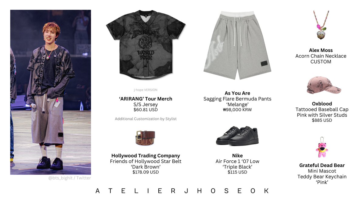 atelierjhoseok's tweet photo. 2026.09.06 j-hope | Encore - BTS WORLD TOUR 'ARIRANG'
D-4 SoFi Stadium
Cap Credit to @/hosogi_j_accooo_j_ on IG 💜
#jhope #제이홉 #jhopefashion #BTSOfficialMerch #AsYouAre #HollywoodTradingCompany #Nike #AlexMoss #Oxblood #DrWoo #GratefulDeadBear
#BTS #BTS_WORLDTOUR_ARIRANG https://t.co/7ZwBltKjkN