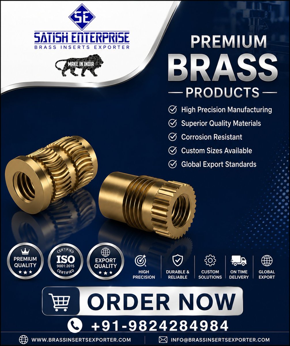 brassinsert's tweet photo. For inquiries,
contact me. +91-9375084984 | 9824284984  info@brassinsertsexporter.com
htttps://www.brassinsertsexporter.com
#Brassinserts #Brassanchors #brassfastener #Brassspacers #Brassnuts #brasswasher #brassnutsjamnagar #brass #nutsbolts #manufacturers #exporters #india https://t.co/TDIVUfRl6i