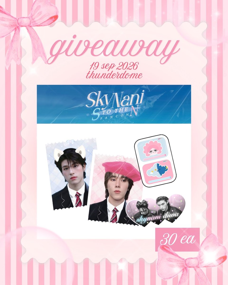 2yu_kxp's tweet photo. ‧˳ 𐙚 pls rt

ขอฝาก giveaway ด้วยคนนะคับ🩵🩷 
#SkyNaniSToTheNFancon
#SkyNani #สกายนานิ

✿ id photo + stickers 30 ea

♡ 19 sep 2026
♡ thunderdome

มารับกันได้นะคับบบ (รีบทำมากเพราะงานยุ่งสุบสุบ🥹) https://t.co/tpSbepHlfM