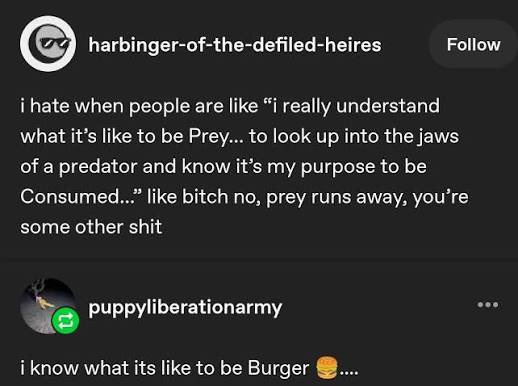 UkeCreature's tweet photo. whenever people talk about prey animals in That Way i always think of this post https://t.co/rS8qYFaBFD