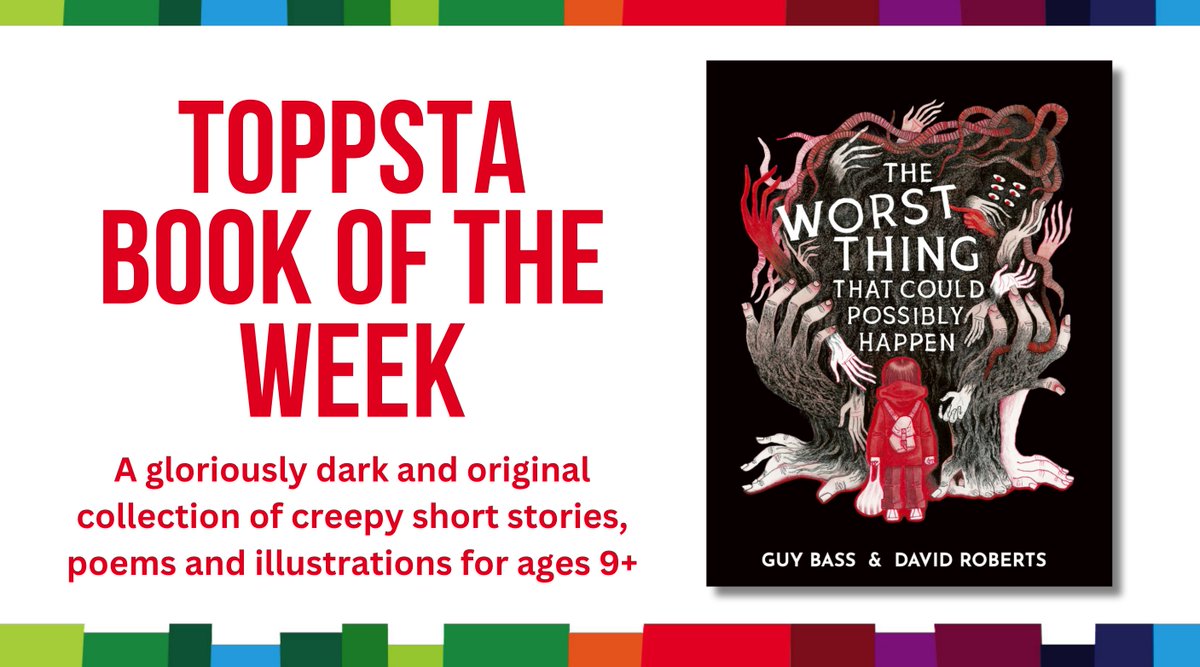 toppsta's tweet photo. 🎉 CHILDREN’S BOOK OF THE WEEK GIVEAWAY! 🎉 

Our Book of the Week is 'The Worst Thing That Could Possibly Happen' written by Guy Bass, illustrated by David Roberts and published by Little Tiger.

A gloriously dark and original collection of creepy stories, poems and illustrations for ages 9+ this would be a great choice for children who like something a bit different and aren’t drawn to traditional full-length novels.

To enter to win a copy: LIKE, RT and COMMENT below telling us what's your favourite creepy book, film or character?

1 copy available. UK only. Ends midnight 13/09/26  @LittleTigerUK #TheWorstThing 
#bookgiveaway #kidsbooks #bookrecommendations #creepybooks #spookyseason