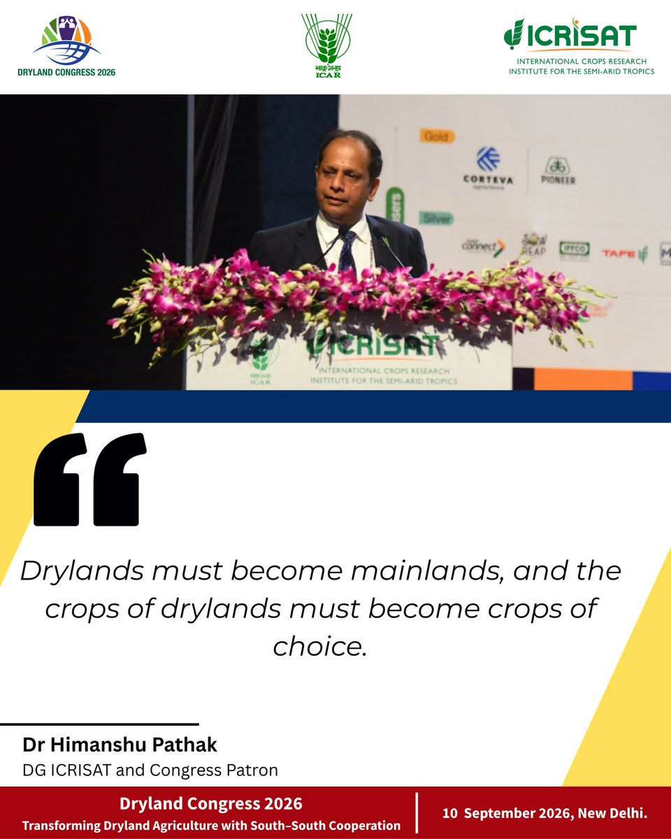 icarindia's tweet photo. DRYLAND CONGRESS 2026 | 10 September 2026 | INAUGURAL SESSION #ICAR #ICRISAT @ChouhanShivraj @mpbhagirathbjp @RNK_Thakur @mygovindia @PIB_India @AgriGoI https://t.co/HXpFyWq2qV